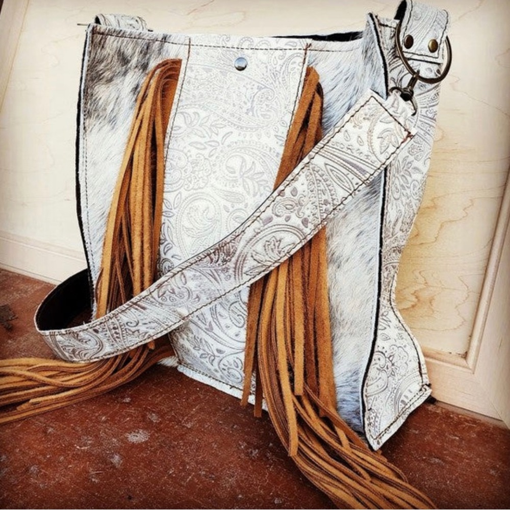 Cowhide and leather bag